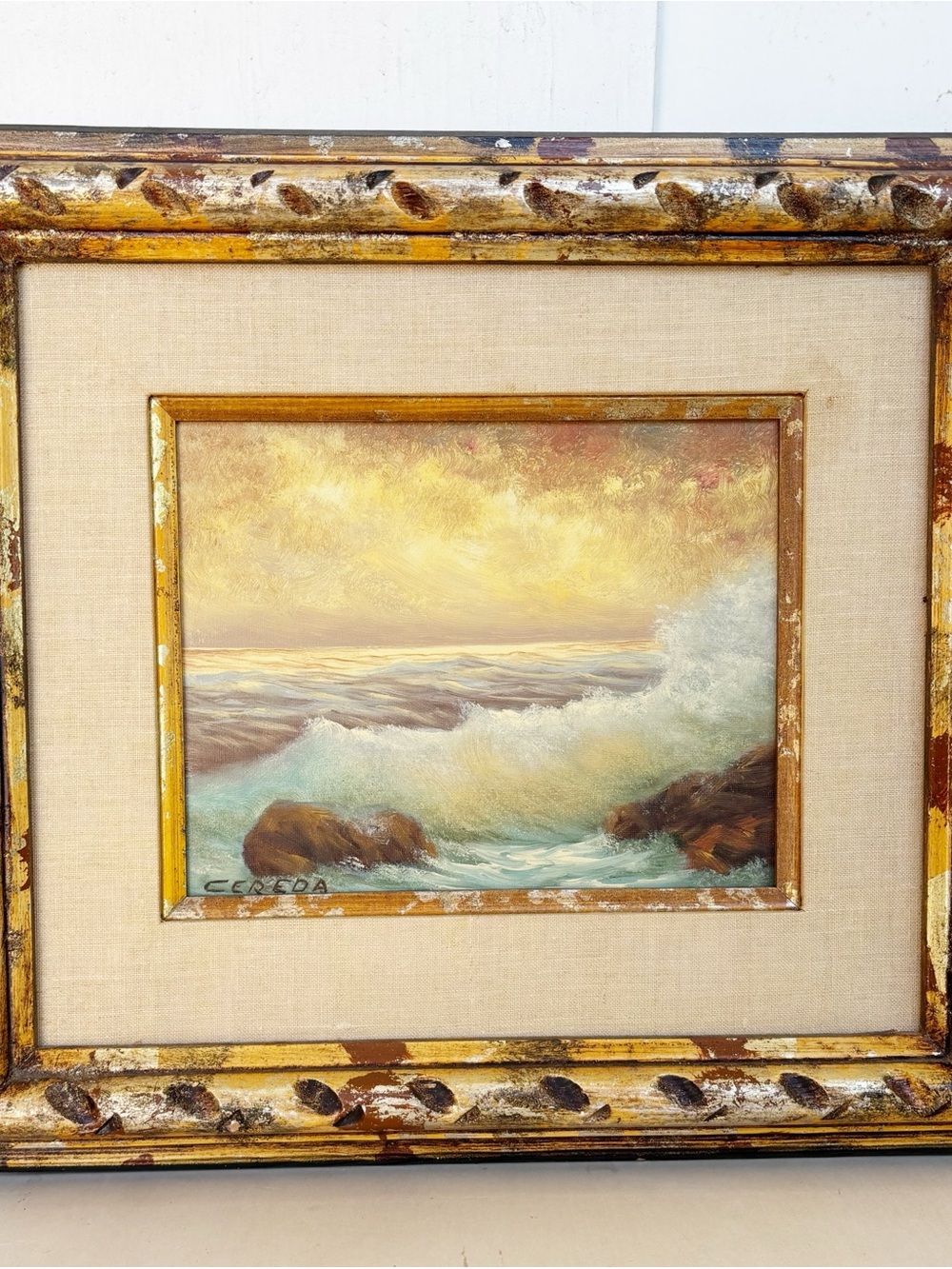 Antonio Cereda Italian Artist Oil On Canvas Ocean Waves Seascapes Signed